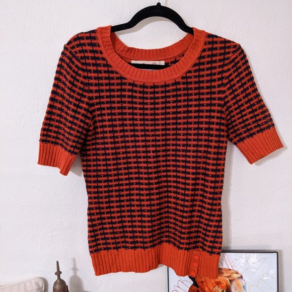 Sweaters - Orange and Navy Vintage Inspired Sweater (XS/S)